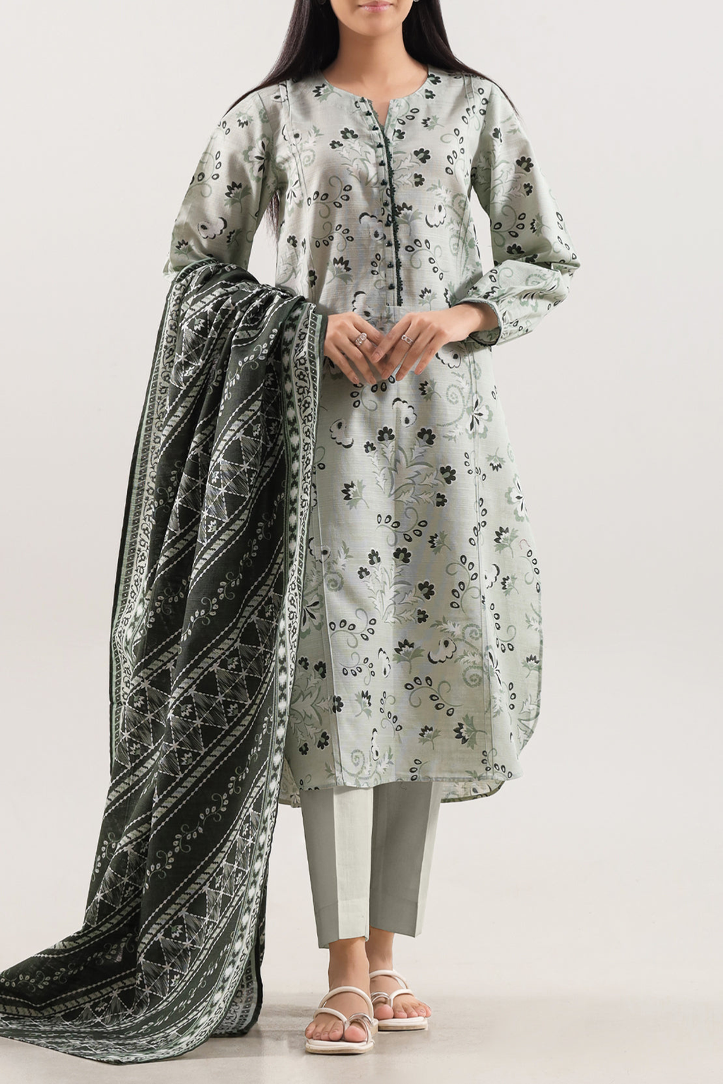 SAYA Printed Cotton Khaddar 3PC | SA-1027