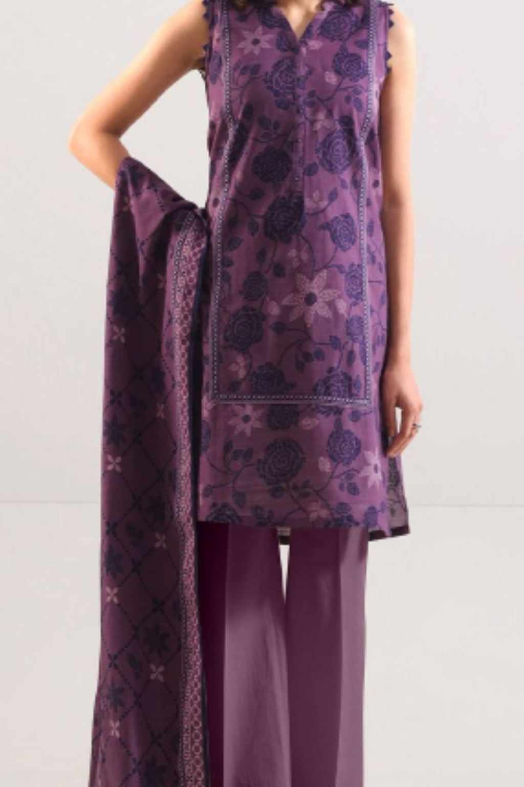 SAYA Printed Lawn 3-Piece Unstitched Suit | SA-1015