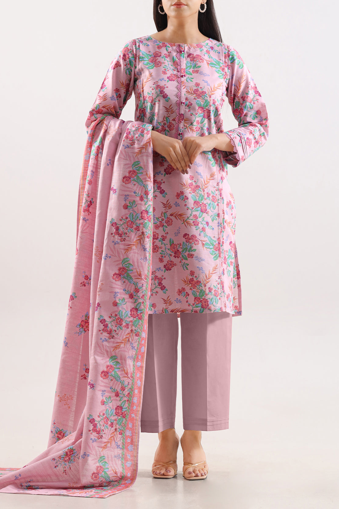 SAYA Printed Cotton Khaddar 3PC | SA-1026