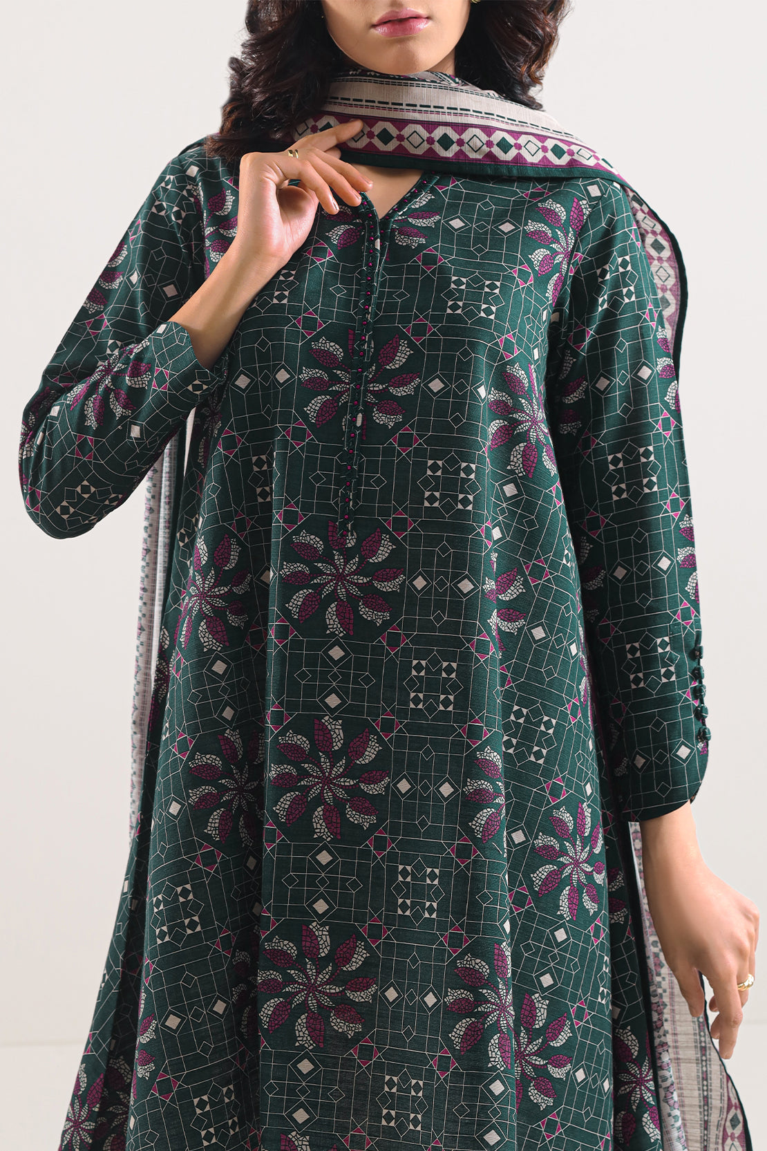SAYA Printed Lawn 3-Piece Unstitched Suit | SA-1003