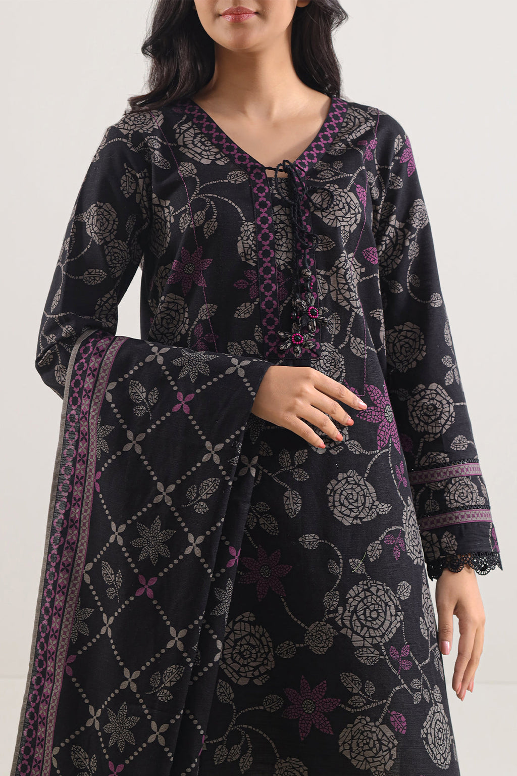 SAYA Printed Lawn 3-Piece Unstitched Suit | SA-1009