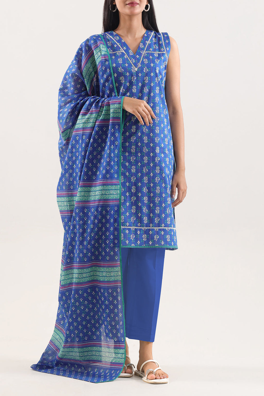 SAYA Printed Lawn 3-Piece Unstitched Suit | SA-1010