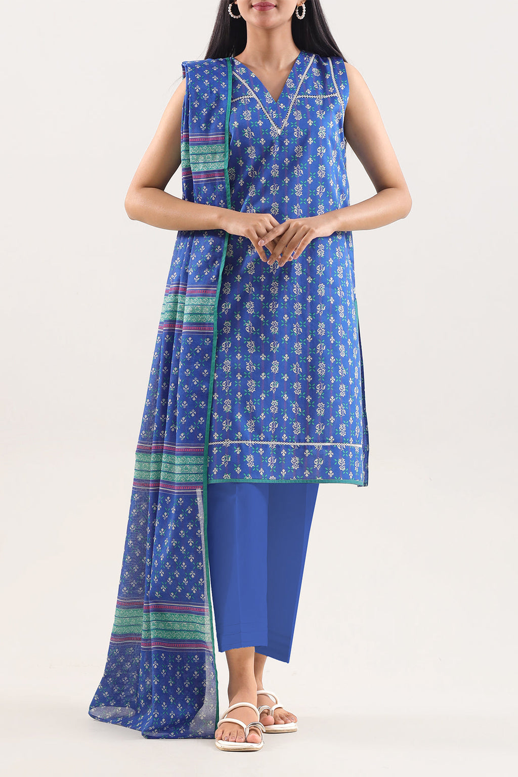 SAYA Printed Lawn 3-Piece Unstitched Suit | SA-1010