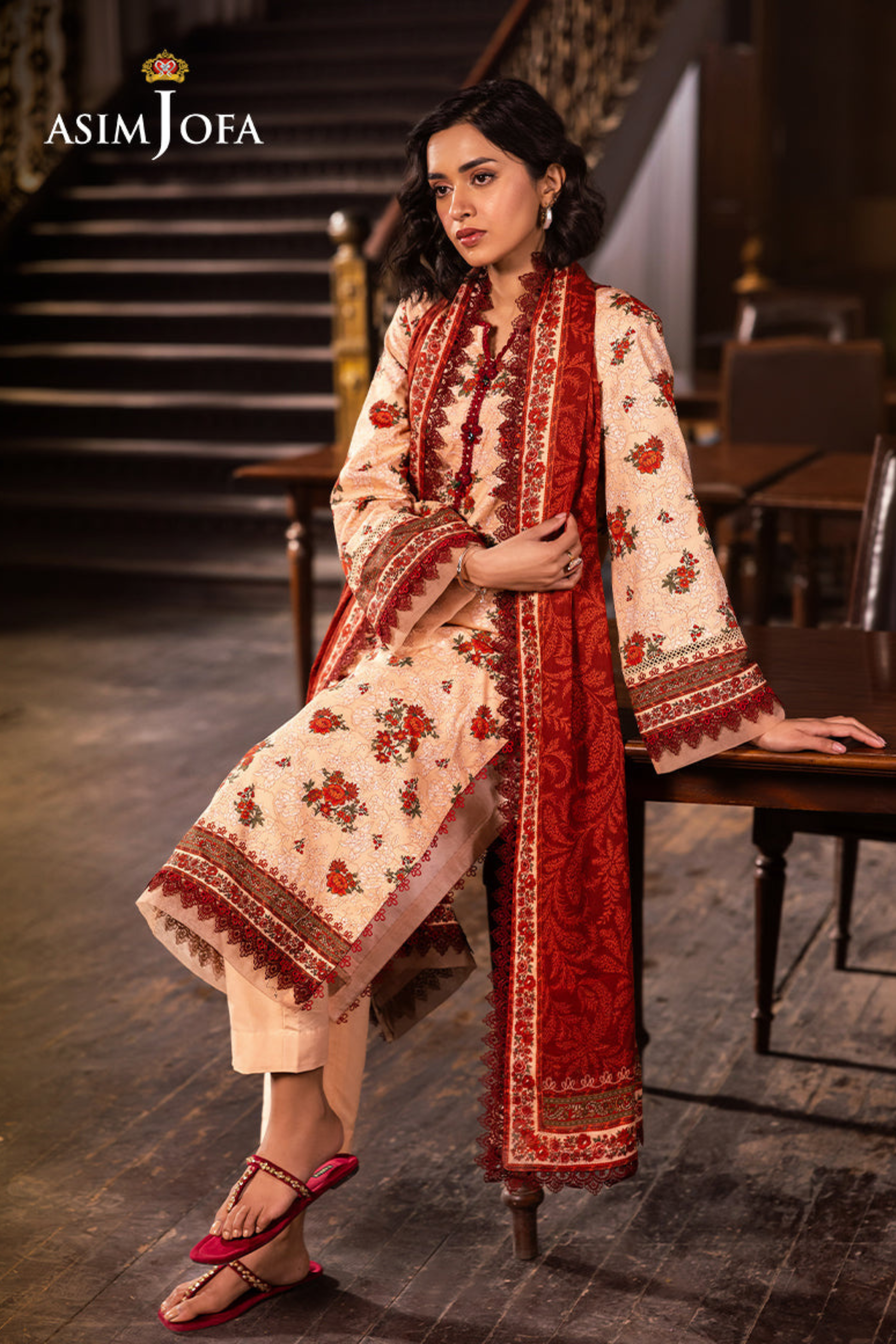 Asim Jofa Printed Khaddar Suit (3PC) | AJ-1005
