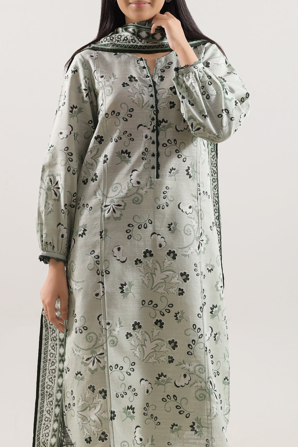 SAYA Printed Cotton Khaddar 3PC | SA-1027