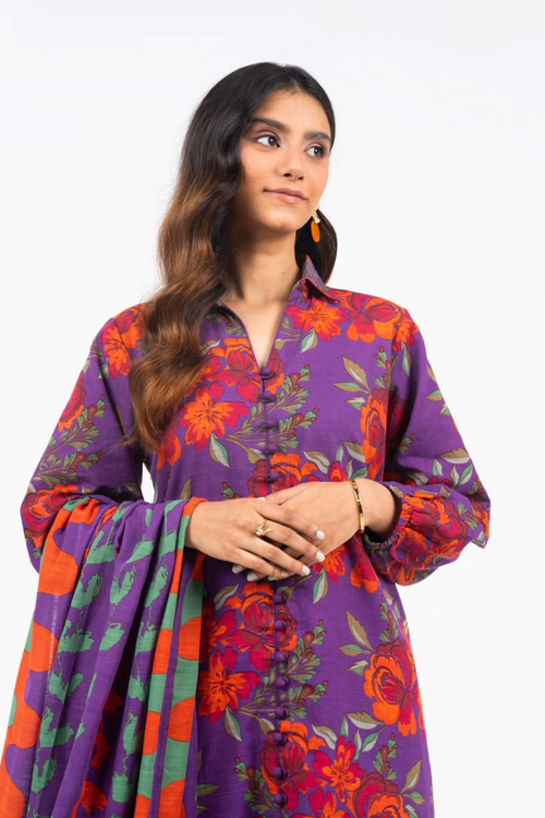 Alkaram Printed Khaddar Suit (3PC) | AK-1001