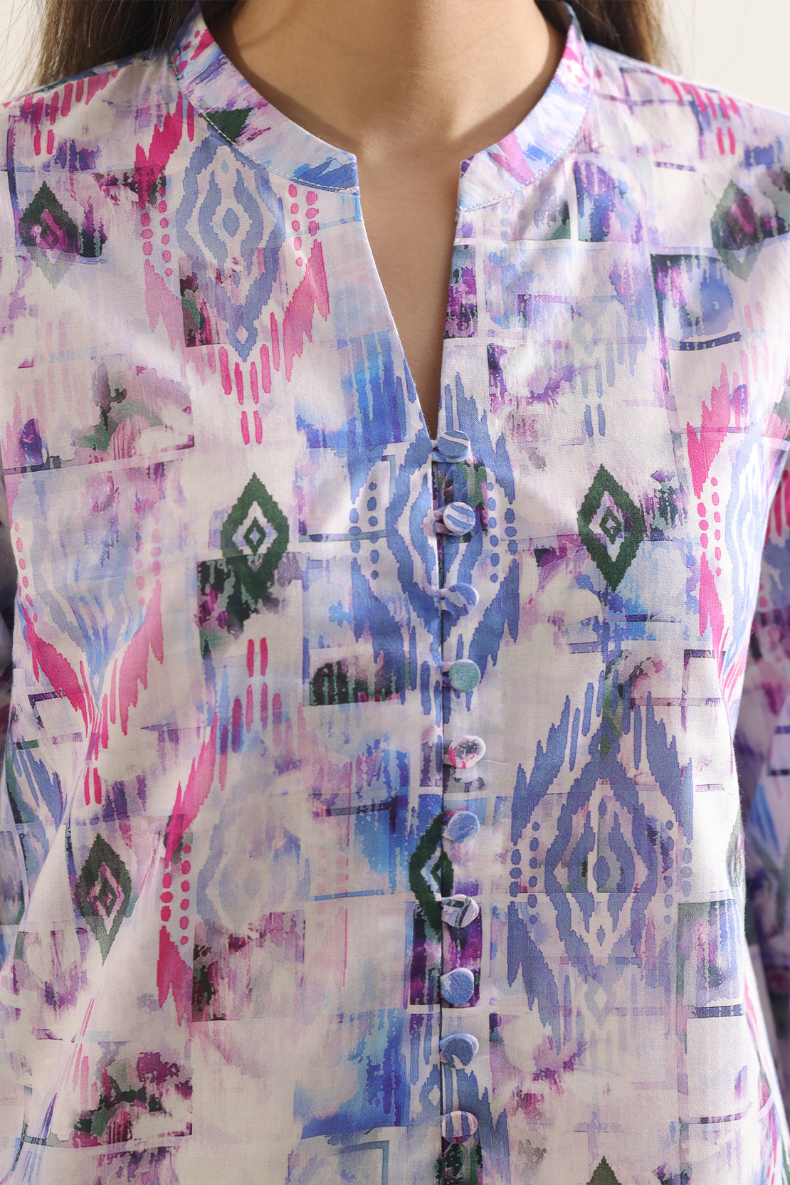 SAYA Printed Lawn 3-Piece Unstitched Suit | SA-1016