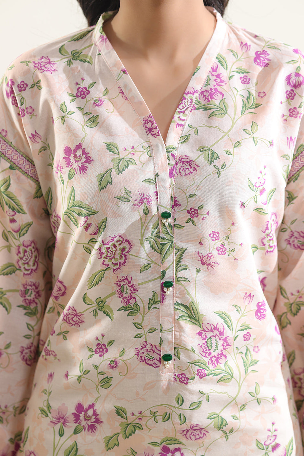 SAYA Printed Lawn 3-Piece Unstitched Suit | SA-1018