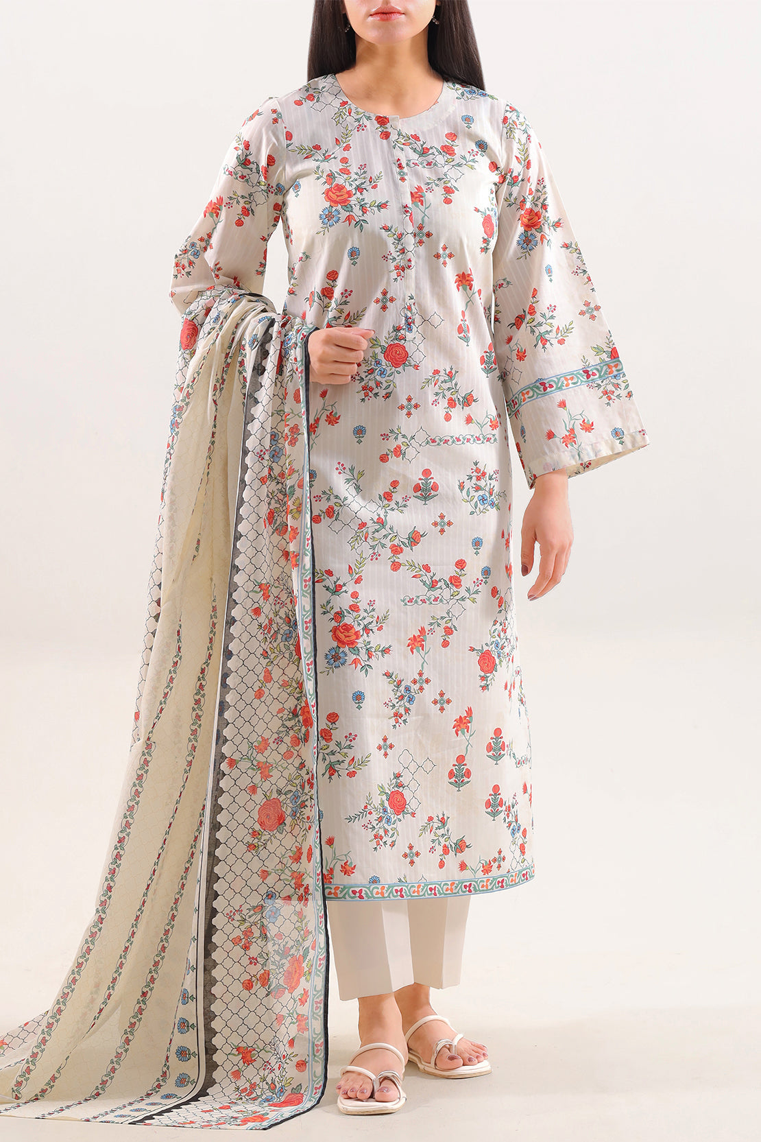 SAYA Printed Lawn 3-Piece Unstitched Suit | SA-1012