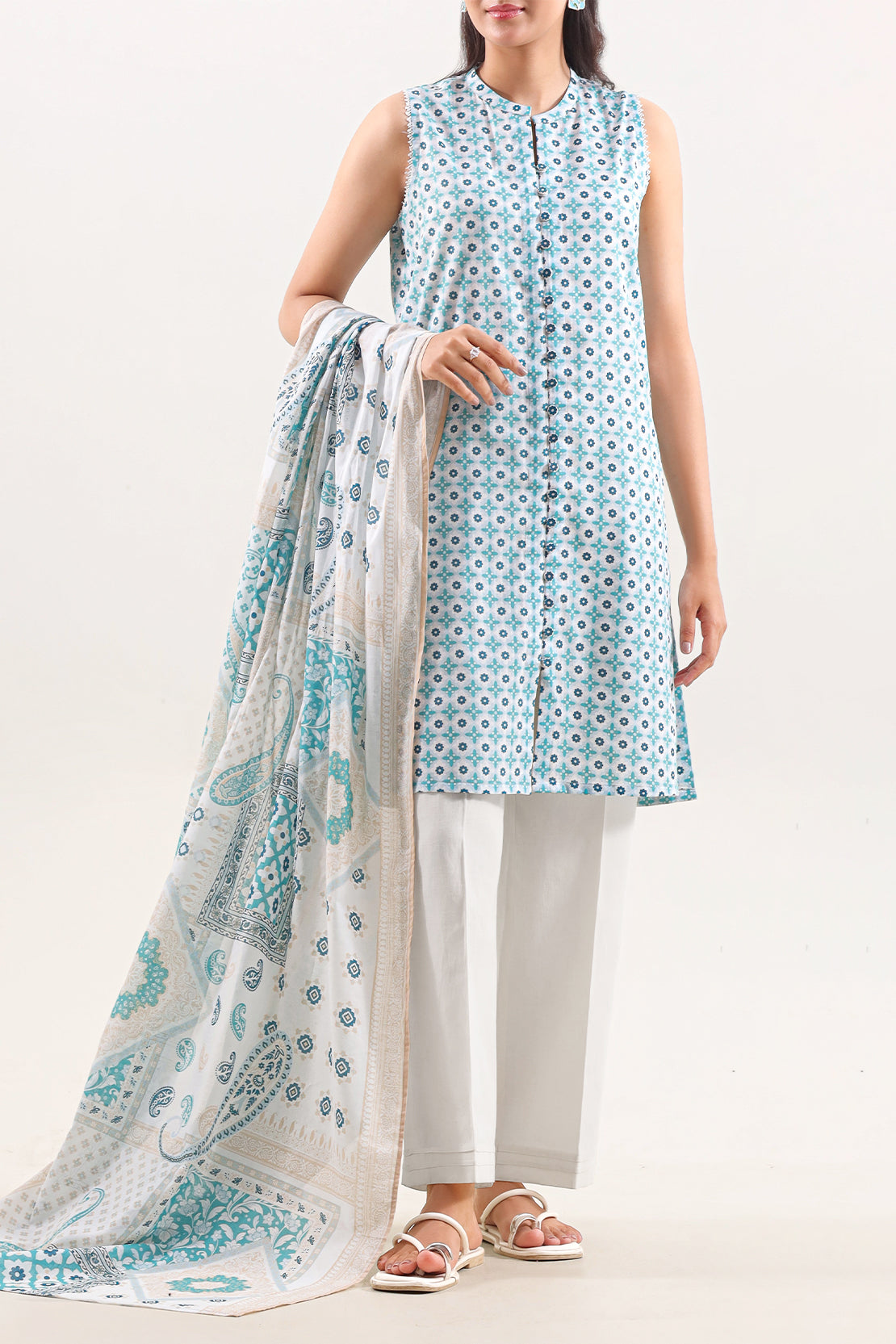 SAYA Printed Lawn 3-Piece Unstitched Suit | SA-1014