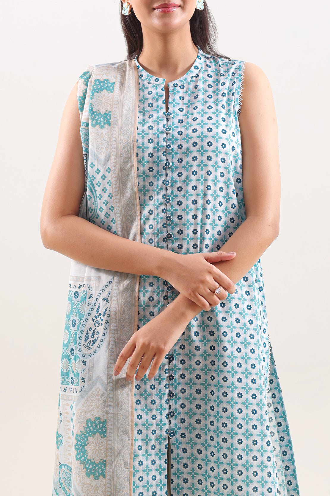 SAYA Printed Lawn 3-Piece Unstitched Suit | SA-1014