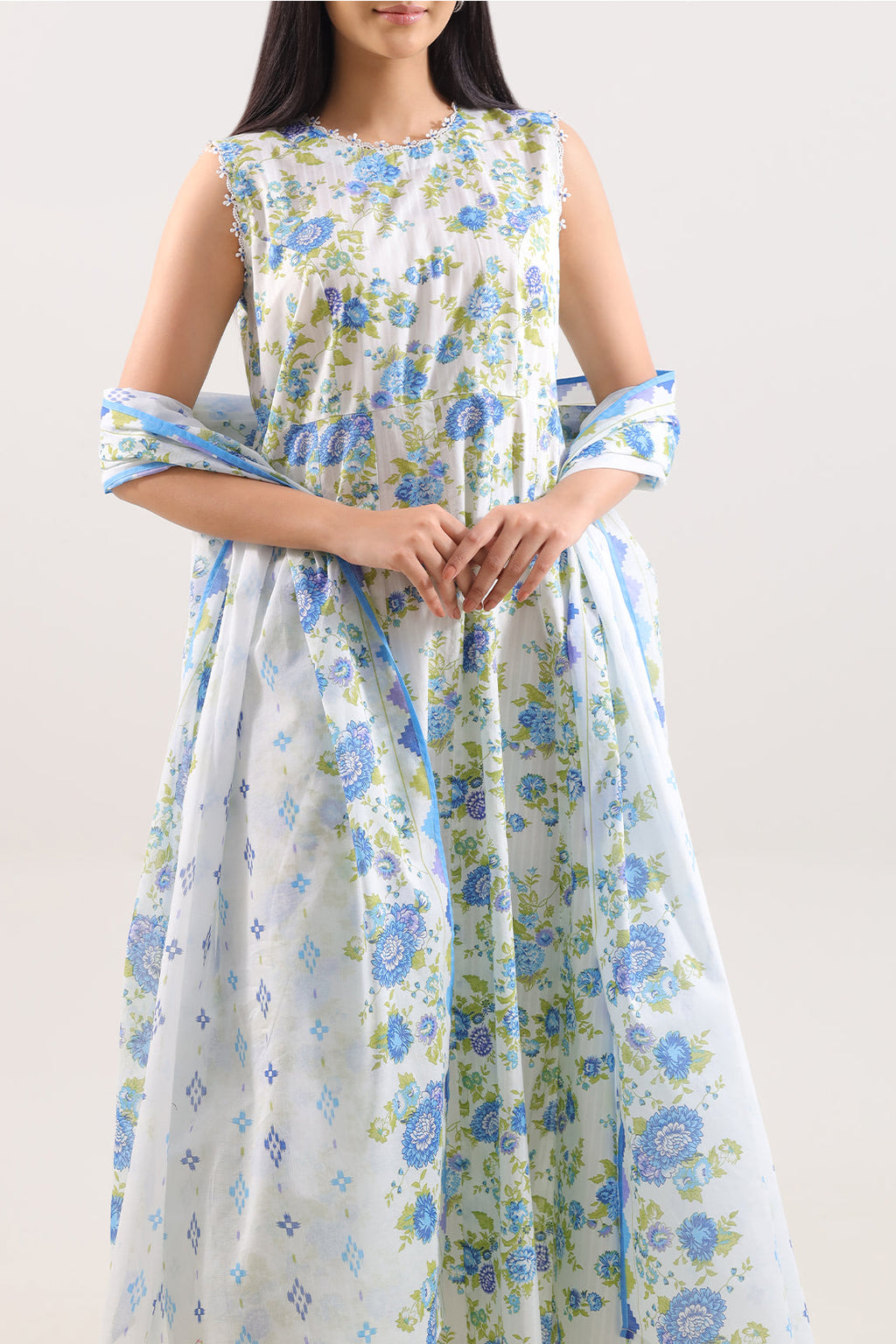 SAYA Printed Lawn 3-Piece Unstitched Suit | SA-1006