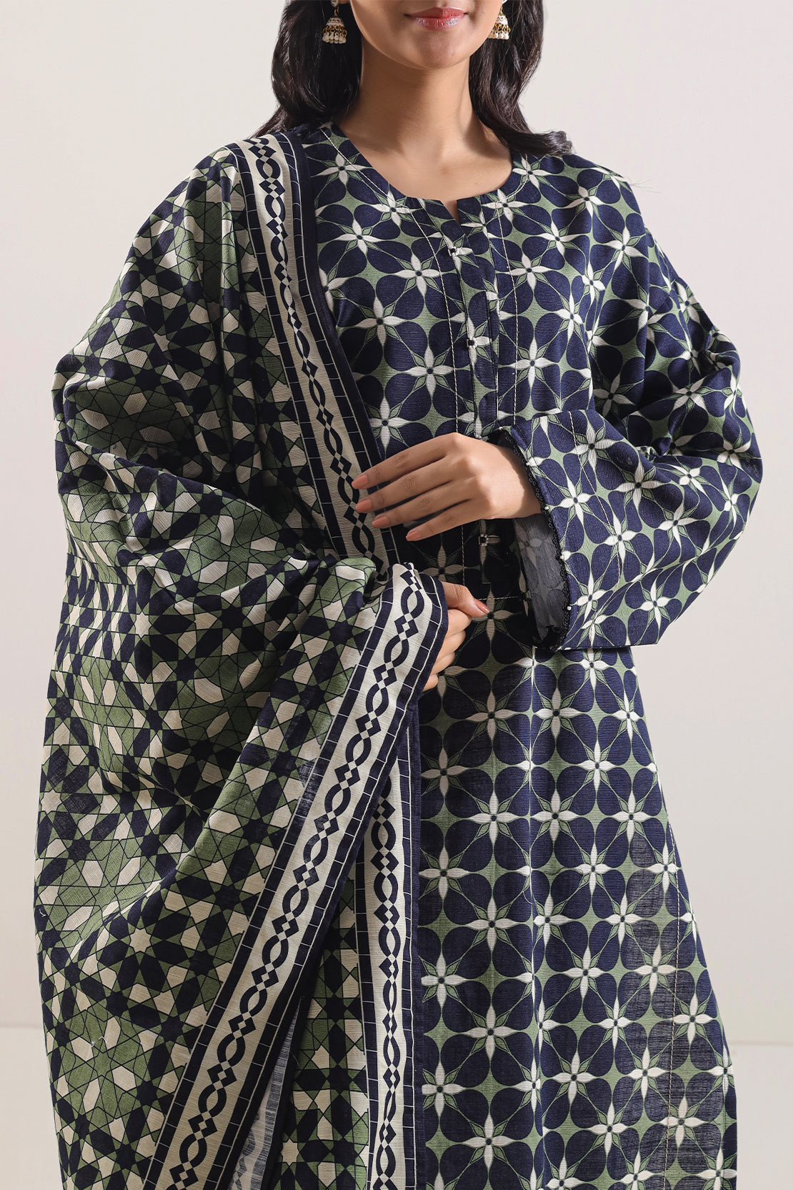SAYA Printed Lawn 3-Piece Unstitched Suit | SA-1005
