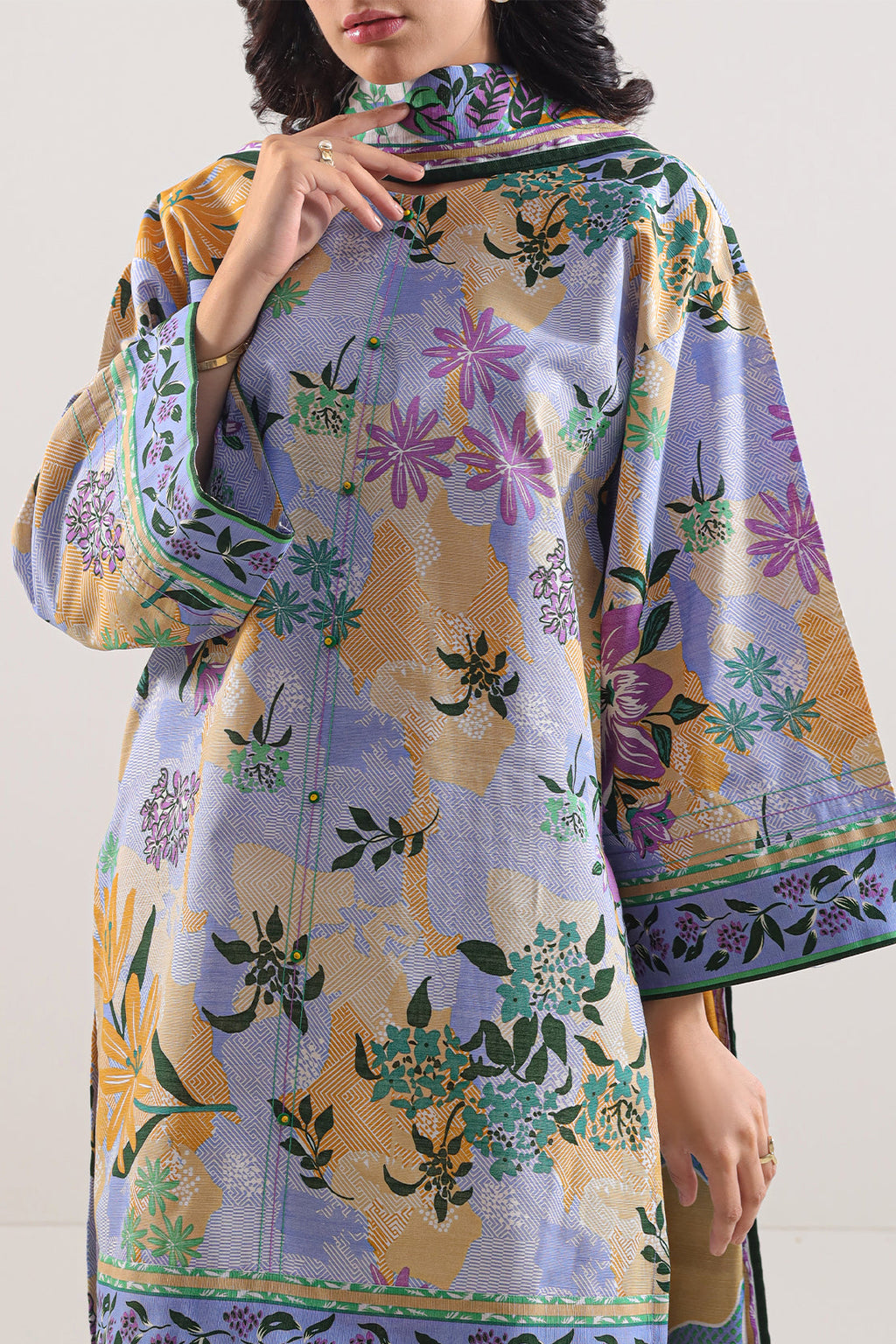 SAYA Printed Lawn 3-Piece Unstitched Suit | SA-1011