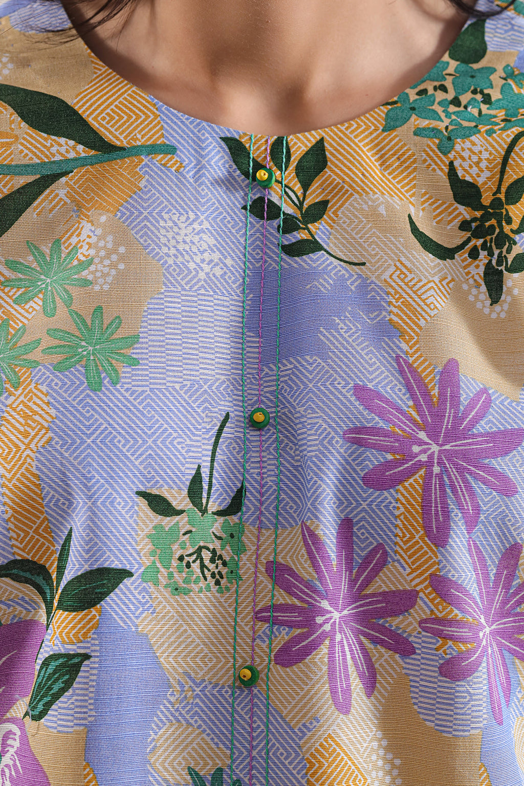 SAYA Printed Lawn 3-Piece Unstitched Suit | SA-1011