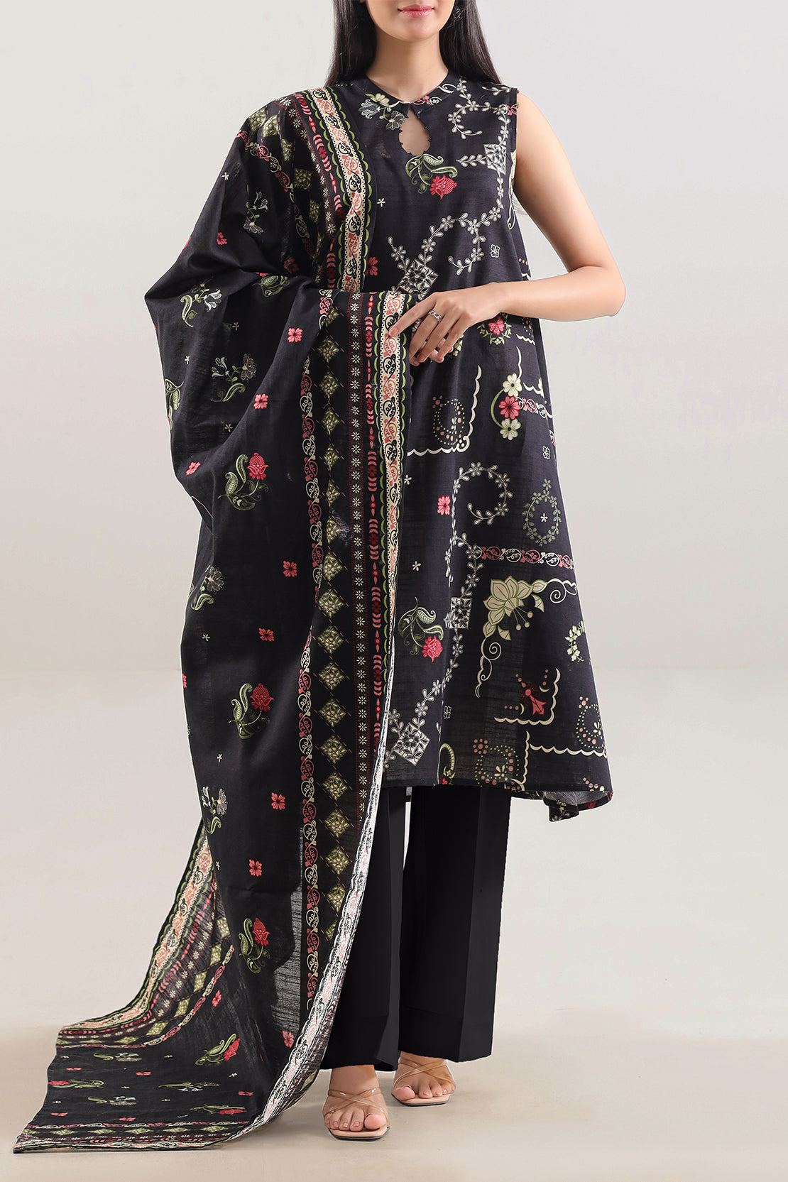 SAYA Printed Lawn 3-Piece Unstitched Suit | SA-1013