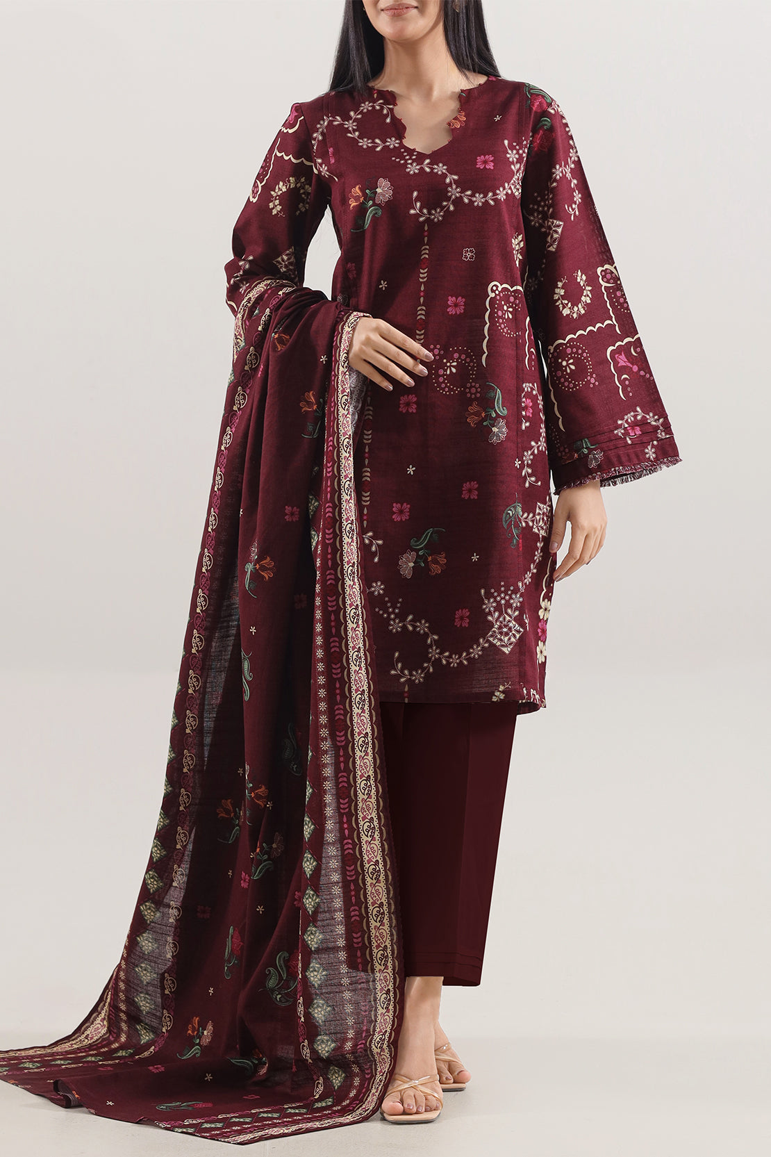 SAYA Printed Lawn 3-Piece Unstitched Suit | SA-1023
