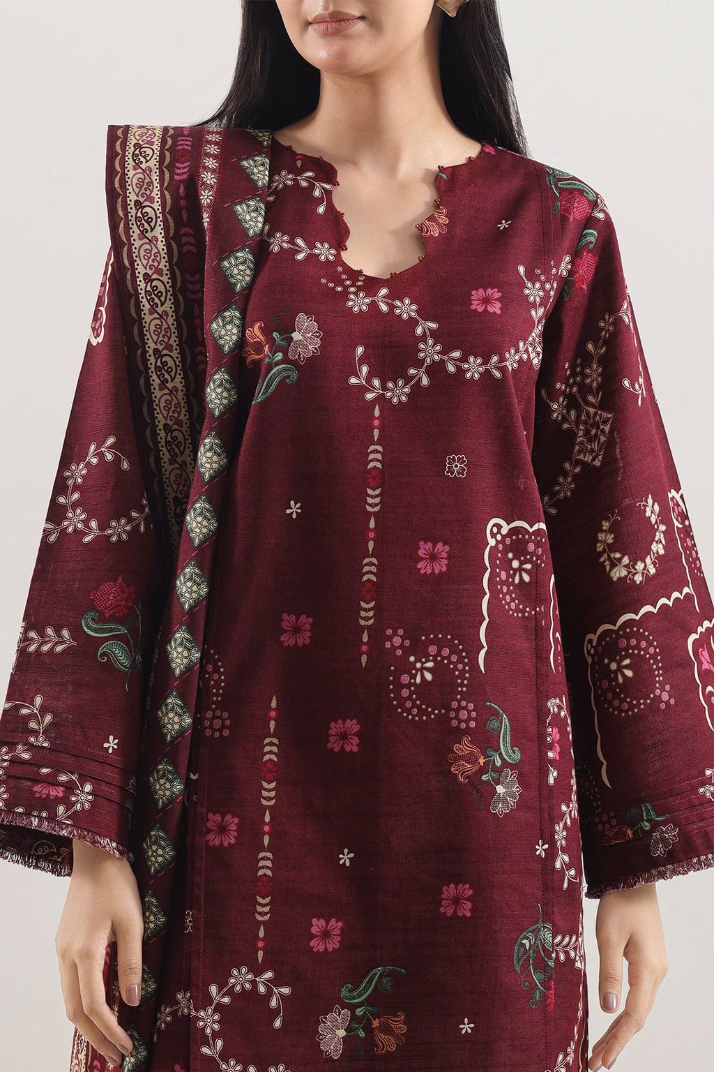 SAYA Printed Lawn 3-Piece Unstitched Suit | SA-1023