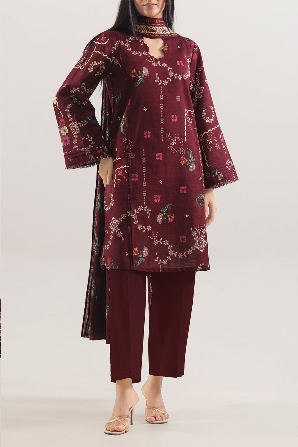 SAYA Printed Lawn 3-Piece Unstitched Suit | SA-1023