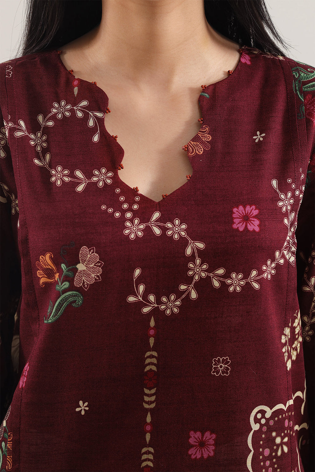 SAYA Printed Lawn 3-Piece Unstitched Suit | SA-1023