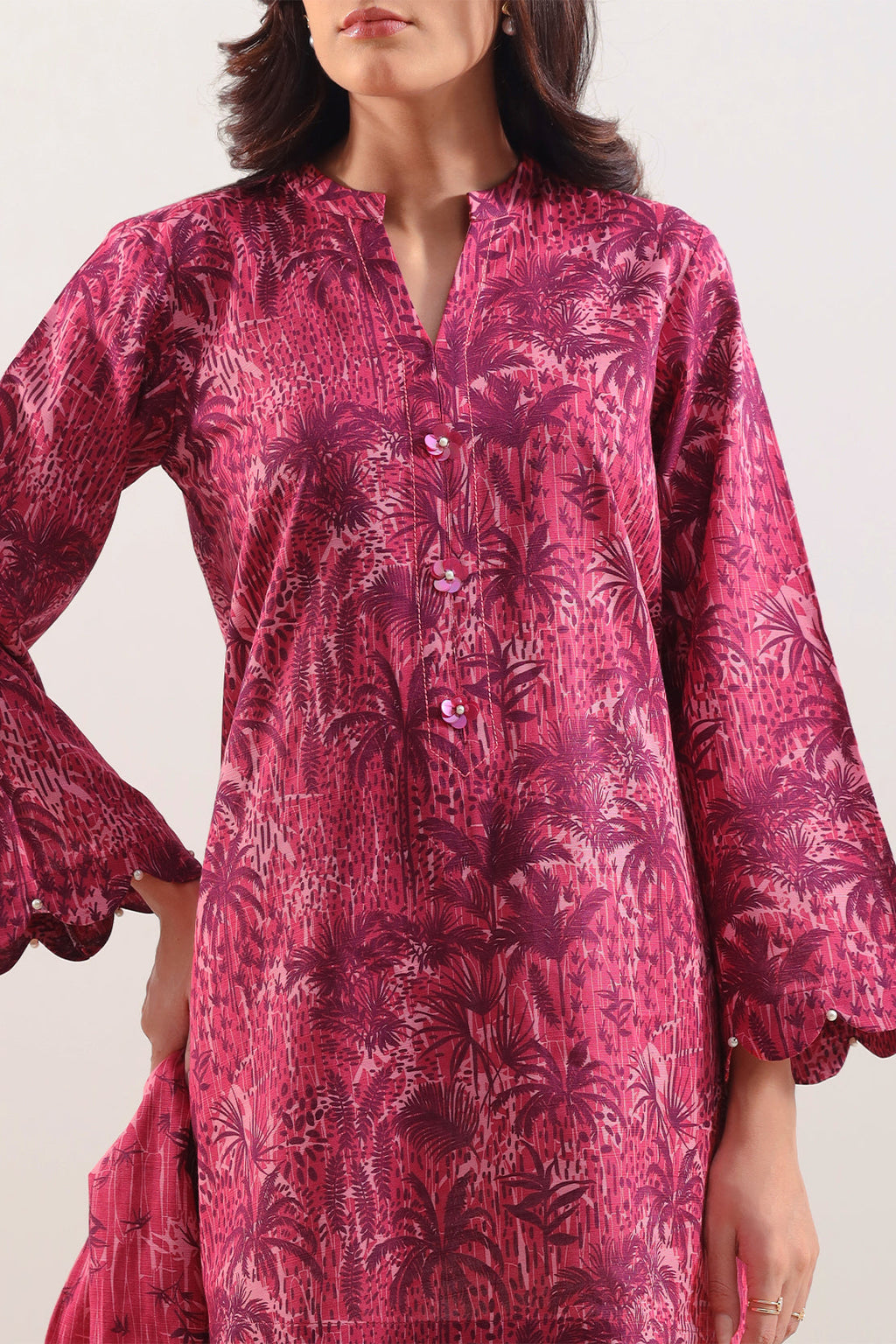 SAYA Printed Lawn 3-Piece Unstitched Suit | SA-1022